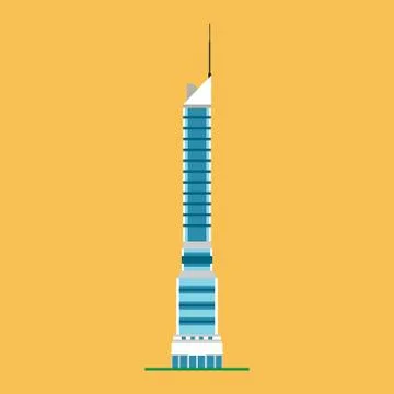 Skyscraper city vector icon building architecture. Business cityscape urban d Ilustración de archivo