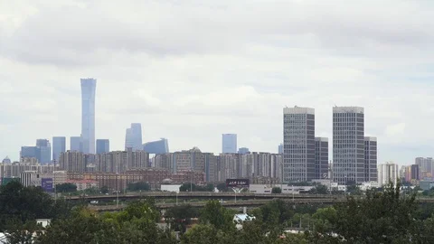 Skyscraper in clouds Stock Footage 93492590
