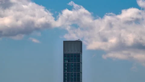 Skyscraper Cloudscape Timelapse Zoom Out Stock Footage 238070378