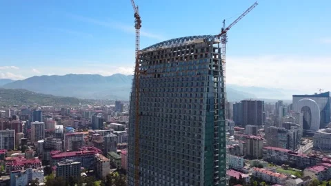 Skyscraper Construction Aerial Video stock 168945156