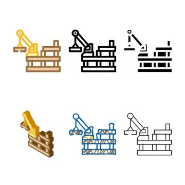 Skyscraper construction color icon simplified vector Stockillustratie