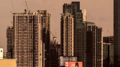 Skyscraper Construction Makati, Day-Night Time Lapse Stock-Footage 85154450