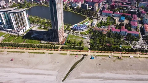 Skyscraper construction the shore of the sea Stock Footage 168622891
