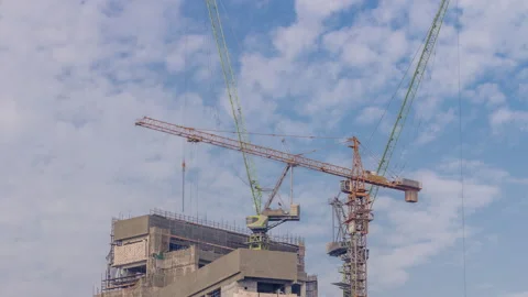 Skyscraper construction site daytime timelapse Dubai concrete building Stock Footage 337945583