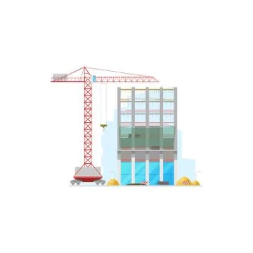Skyscraper construction site isolated building Ilustración de archivo