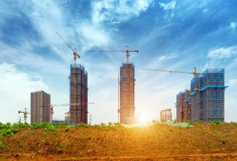 Skyscraper construction site Stock Photos
