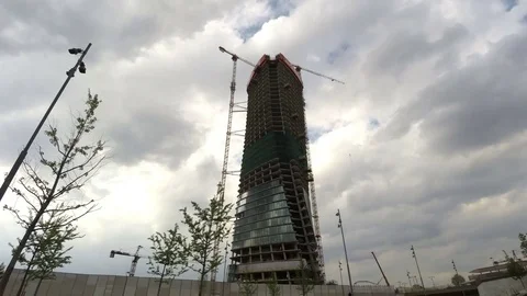 Skyscraper construction site timelapse Video stock 69770800