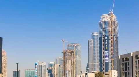 Skyscraper Construction Sites In Tel aviv And Ramat Gan, Hyperlapse Vidéo 61300540