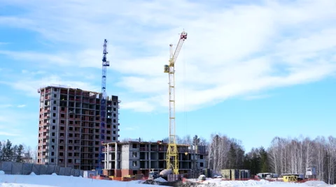 Skyscraper construction time-lapse 4K process Stock Footage 61133287
