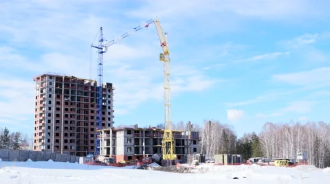 Skyscraper construction time-lapse 4K process Stock Footage 61134258