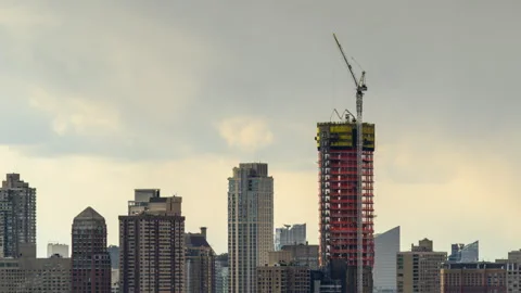 Skyscraper Construction Timelapse Zoom In Stock Footage 257022762