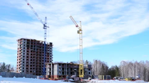 Skyscraper cran moving time-lapse 4K Stock-Footage 61134663