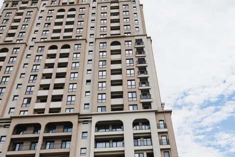 Skyscraper with depth. Vertical residential structure showcasing perspectiv.. Stock Photos