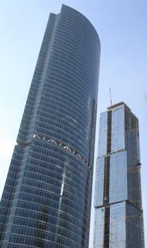 Skyscraper develop on sky background 스톡 사진