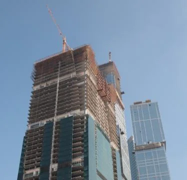 Skyscraper develop on sky background 스톡 사진