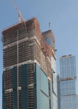 Skyscraper develop on sky background 스톡 사진