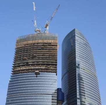 Skyscraper develop on sky background 스톡 사진