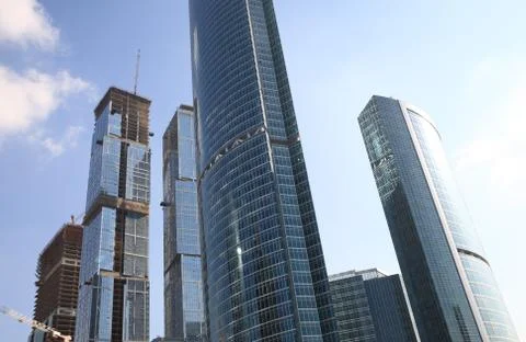 Skyscraper develop on sky background 스톡 사진