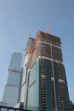 Skyscraper develop on sky background 스톡 사진