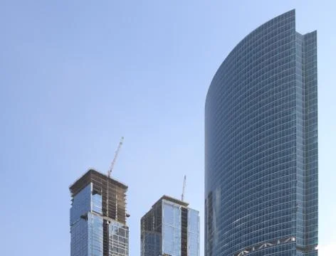 Skyscraper develop on sky background 스톡 사진