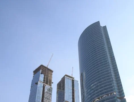 Skyscraper develop on sky background 스톡 사진