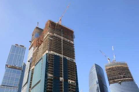 Skyscraper develop on sky background 스톡 사진