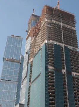 Skyscraper develop on sky background 스톡 사진