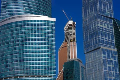 Skyscraper develop on sky background 스톡 사진