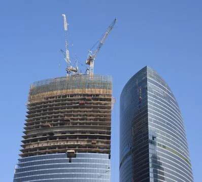 Skyscraper develop on sky background 스톡 사진