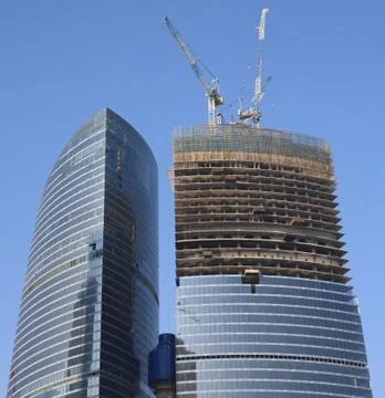 Skyscraper develop on sky background 스톡 사진