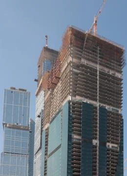 Skyscraper develop on sky background 스톡 사진