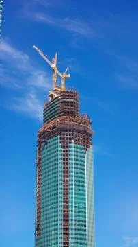 Skyscraper develop on sky background 스톡 사진