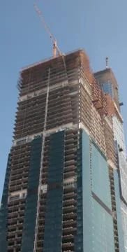 Skyscraper develop on sky background 스톡 사진