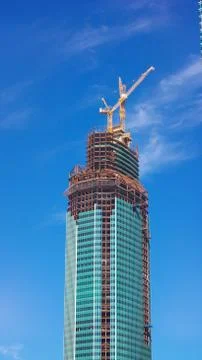 Skyscraper develop on sky background 스톡 사진