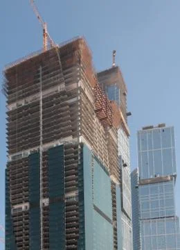 Skyscraper develop on sky background 스톡 사진