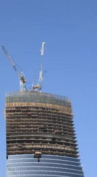 Skyscraper develop on sky background 스톡 사진