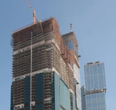 Skyscraper develop on sky background 스톡 사진