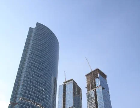 Skyscraper develop on sky background 스톡 사진