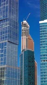 Skyscraper develop on sky background 스톡 사진