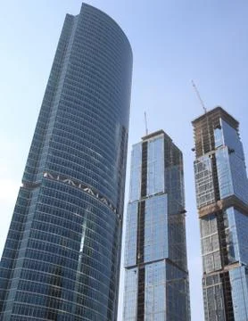 Skyscraper develop on sky background 스톡 사진