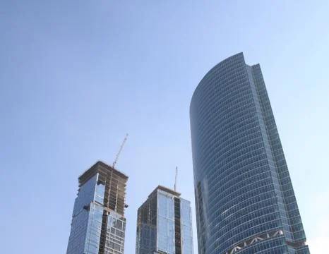 Skyscraper develop on sky background 스톡 사진