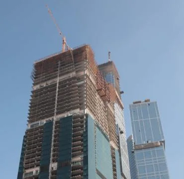 Skyscraper develop on sky background 스톡 사진