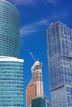 Skyscraper develop on sky background 스톡 사진