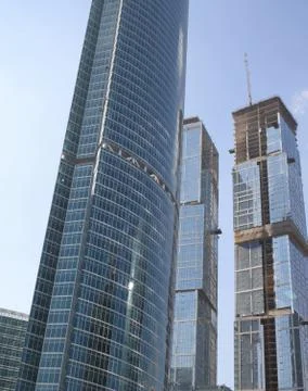 Skyscraper develop on sky background 스톡 사진