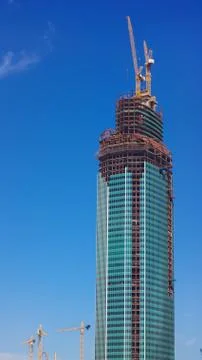 Skyscraper develop on sky background 스톡 사진