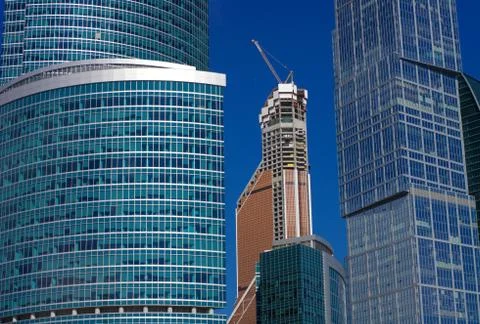 Skyscraper develop on sky background 스톡 사진