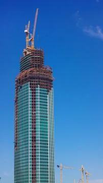 Skyscraper develop on sky background 스톡 사진