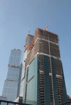 Skyscraper develop on sky background 스톡 사진