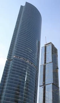 Skyscraper develop on sky background 스톡 사진