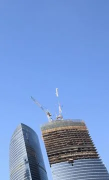 Skyscraper develop on sky background 스톡 사진